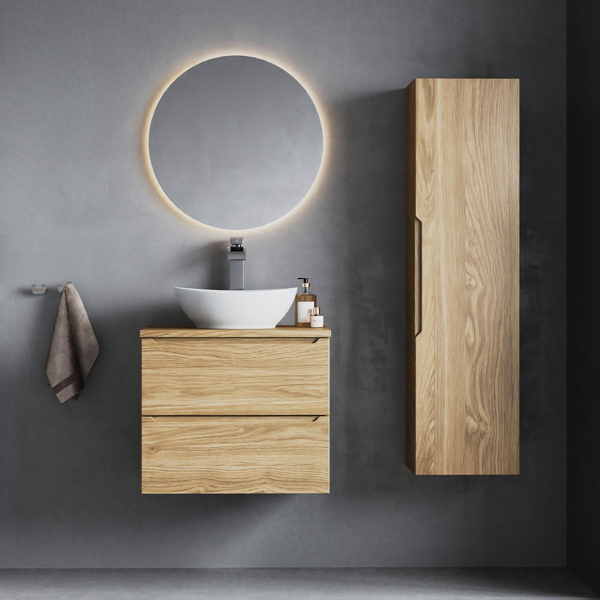 BADMÖBEL 60.6cm Viggo 2er-Set Holz - Braun, Holzwerkstoff (60.6/52.2/46.5cm) - Petits-meubles