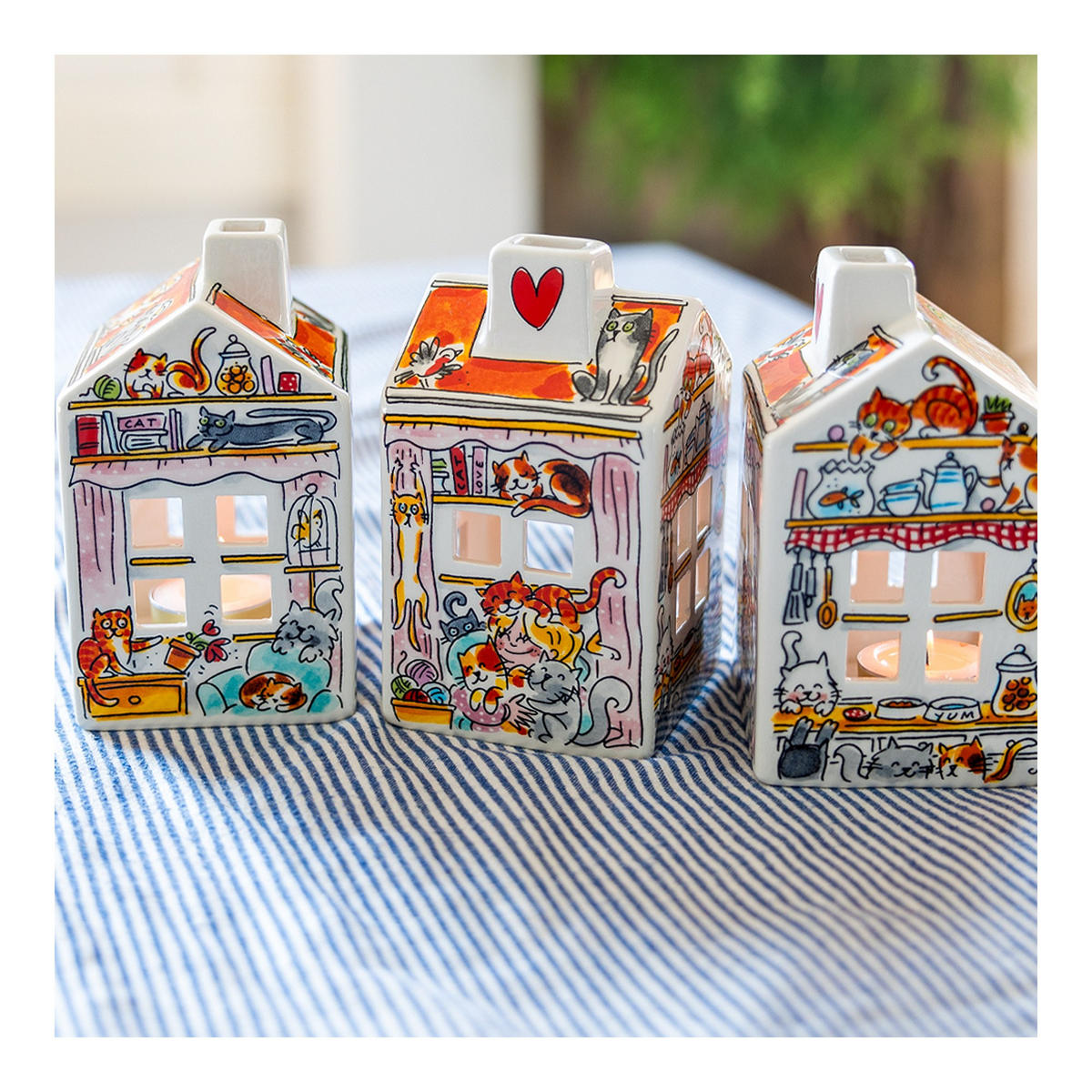 LICHTHAUS Katze in Bunt - 14,5cm - Multicolor, Keramik (8.5/14.5/8.3cm) - Blond Amsterdam