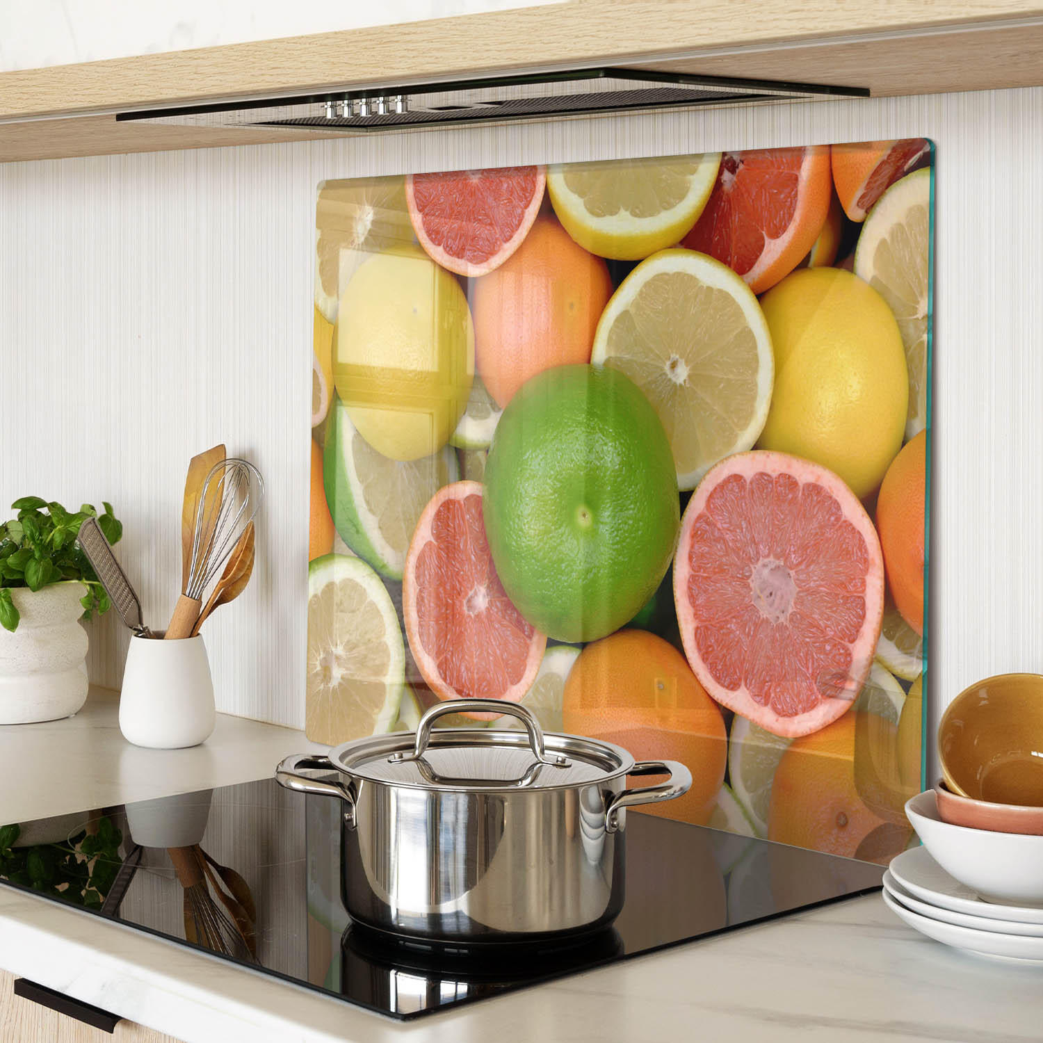 GLASPLATTE 60x52 cm Zitrusfrüchte - Multicolor, Glas (60/0.4/52cm) - TULUP