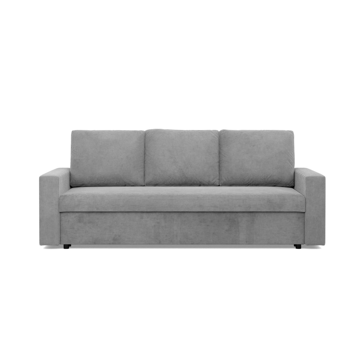 SOFA 3-SITZER MIT SCHLAFFUNKTION NEO, Cord - Grau - Grau, Textil (220/92/92cm) - Mebligo