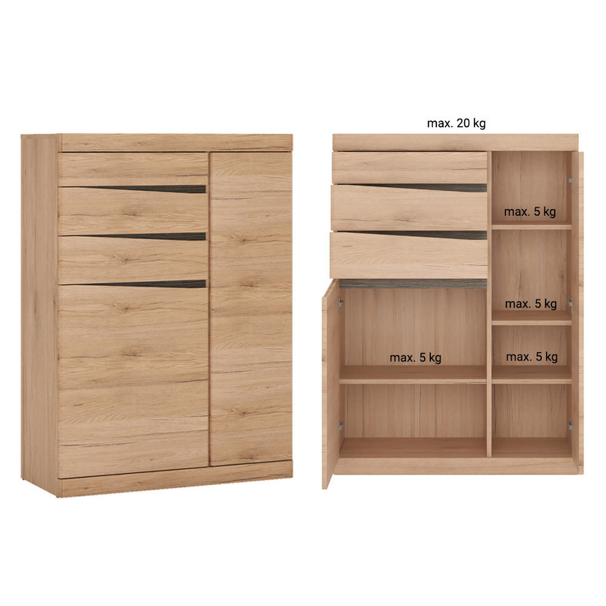 WOHNZIMMER-SET 6-TLG. Sanford-129 - Braun, Holzwerkstoff (665/197/75cm) - Lomado