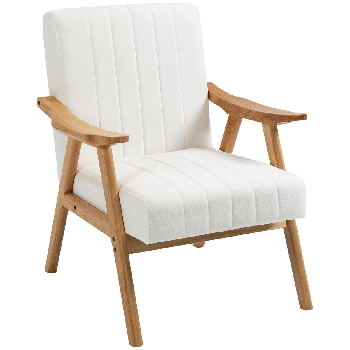 POLSTERSSESSEL DE-06948 Skandi-Design mit Samtoptik und Massivholzrahmen Natur/Creme - Creme, Holz (74/82/68cm) - ComfortXL