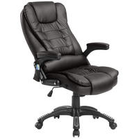 MASSAGESESSEL Bürostuhl Drehstuhl mit Wärmefunktion Chefsessel Bürosessel - Schwarz/Braun, Kunststoff (68/121/62cm) - HOMCOM