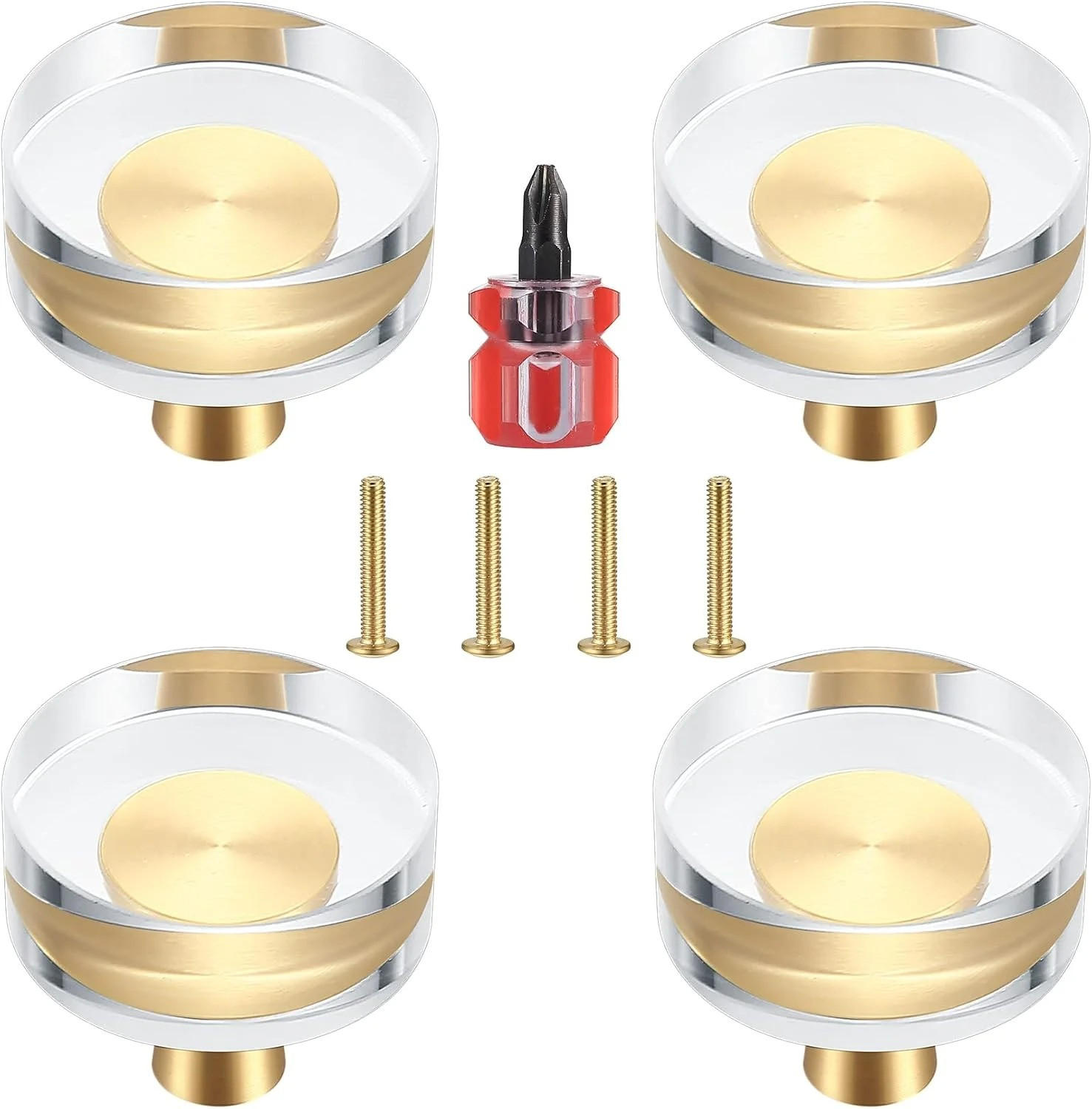 SCHRANKKNOPF Kristall 4er-Set 30x27 mm - Goldfarben, Metall (3/2.7/3cm)