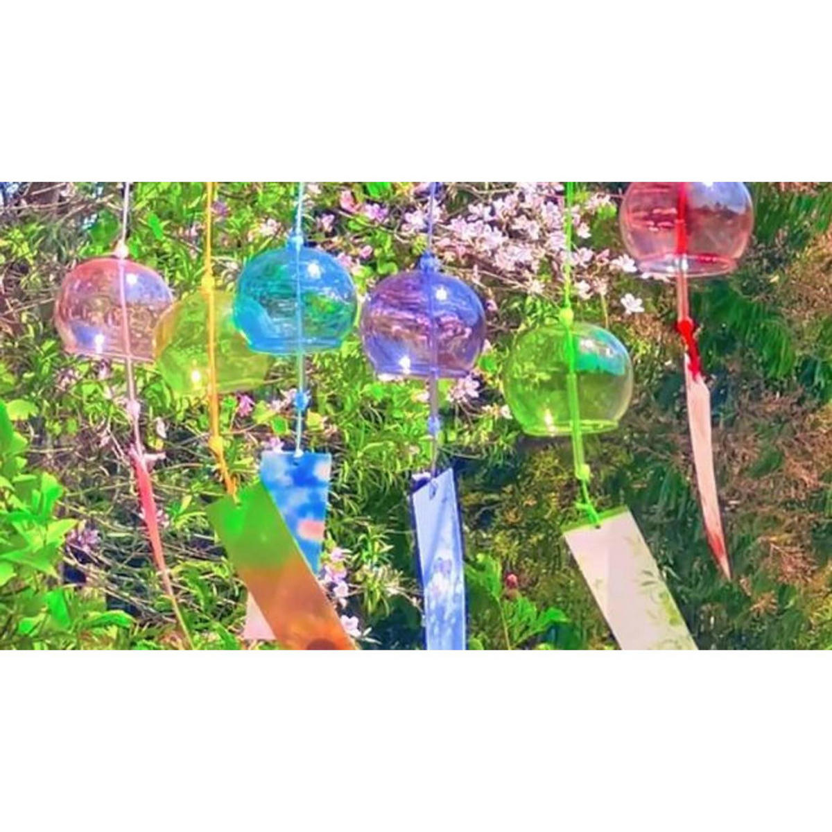 WINDSPIEL 6-teiliges Set buntes Glas handgefertigt - Multicolor, Glas (40/7/6cm)