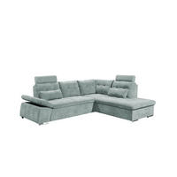 ECKSOFA mit Schlaffunktion, verstellbare Armlehne und Kopfstützen - Chromfarben/Blau, Textil (219/260cm) - ed exciting design