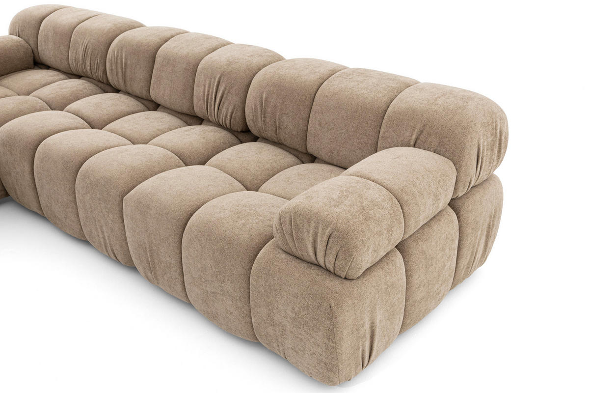 MODULARES Ecksofa MOMENTUM L, Links, Breite 282 cm, strukturierter Stoff, Beige - Chromfarben/Beige, Holz/Textil (282/155cm) - Muffo