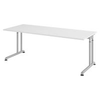 SCHREIBTISCH Serie-Z 80/200/74 cm in Weiß/Silberfarben - Silberfarben/Weiß, Holzwerkstoff (80/200/74cm) - bümö