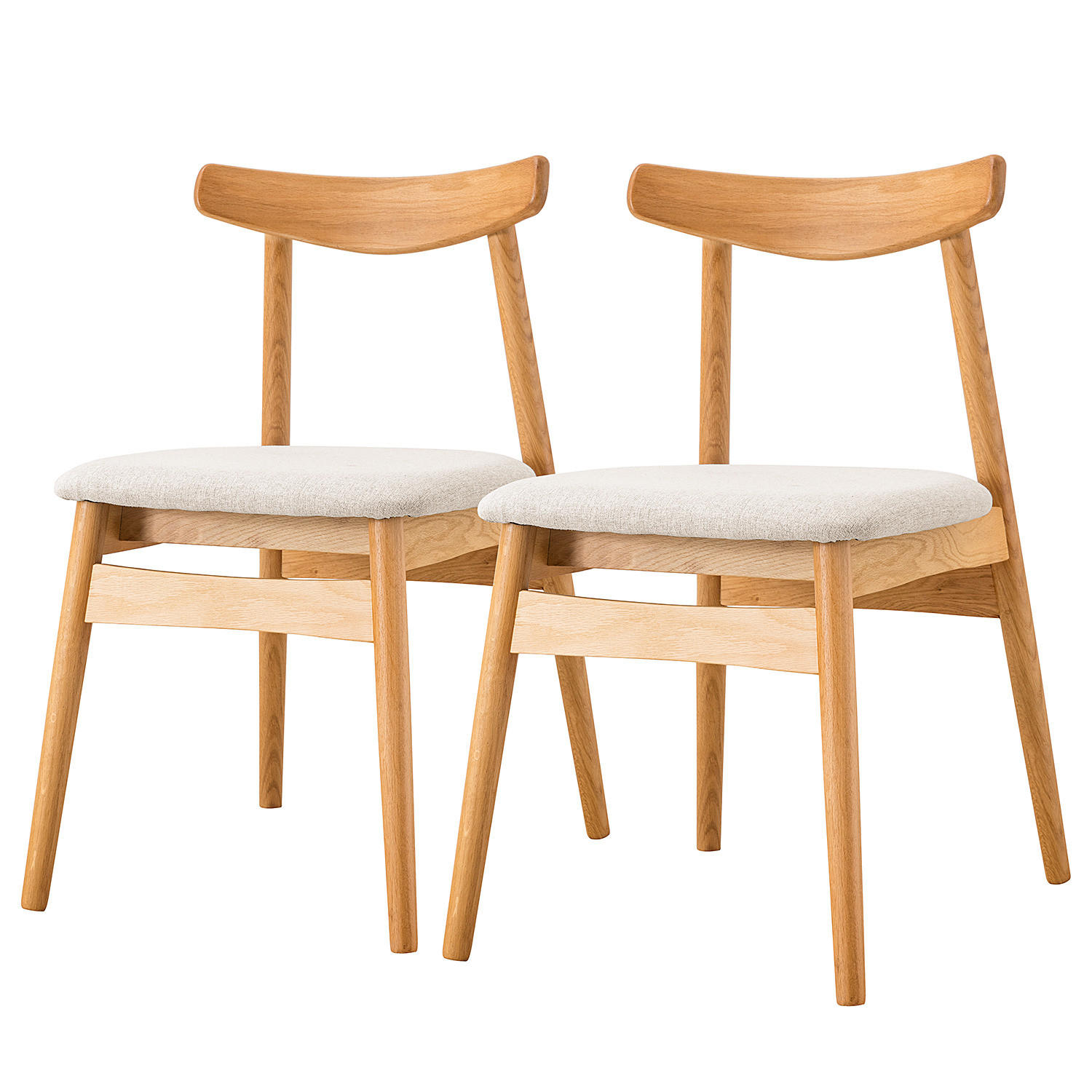 POLSTERSTUHL - 2er-Set - Eichefarben, Holz (46/78/54cm) - home24
