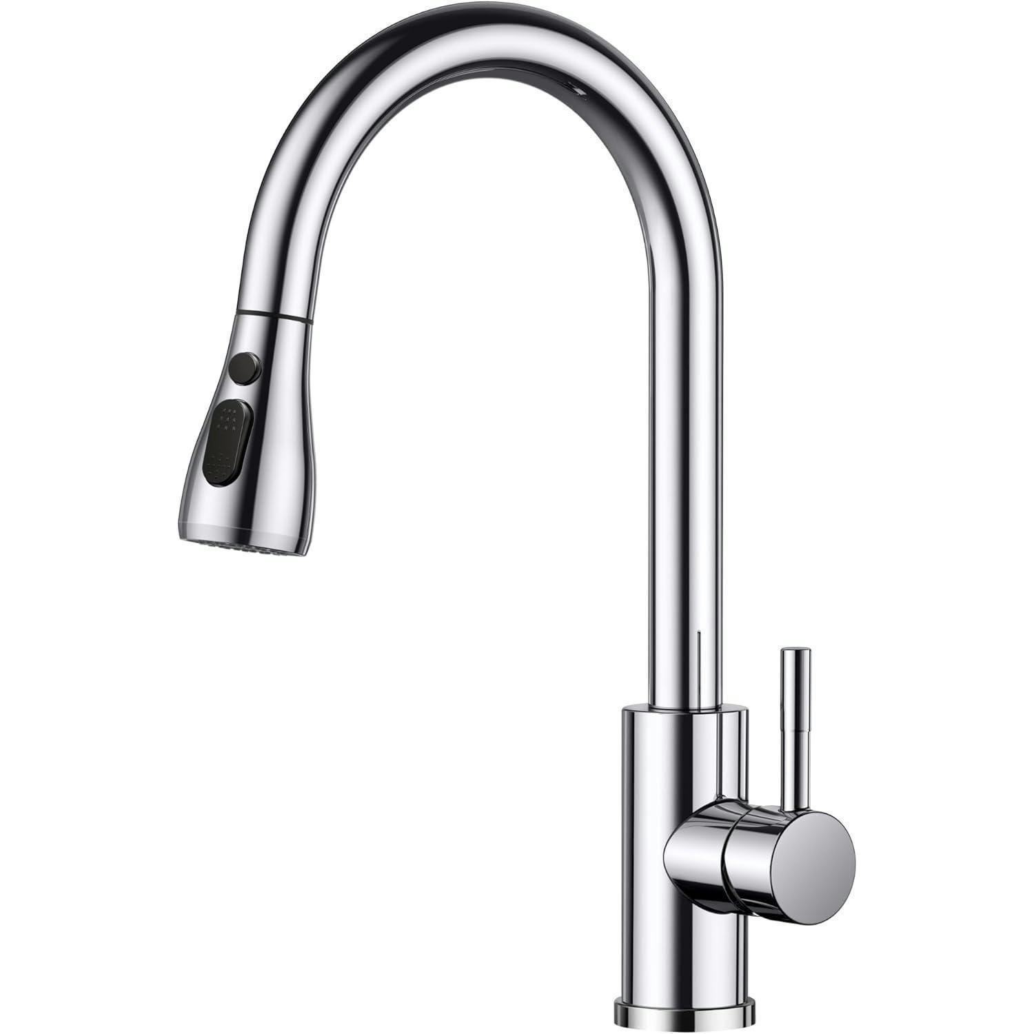 KÜCHENARMATUR mit ausziehbarer Brause 360° drehbar poliertes Chrom - Silberfarben, Metall (5/42.5/25cm)