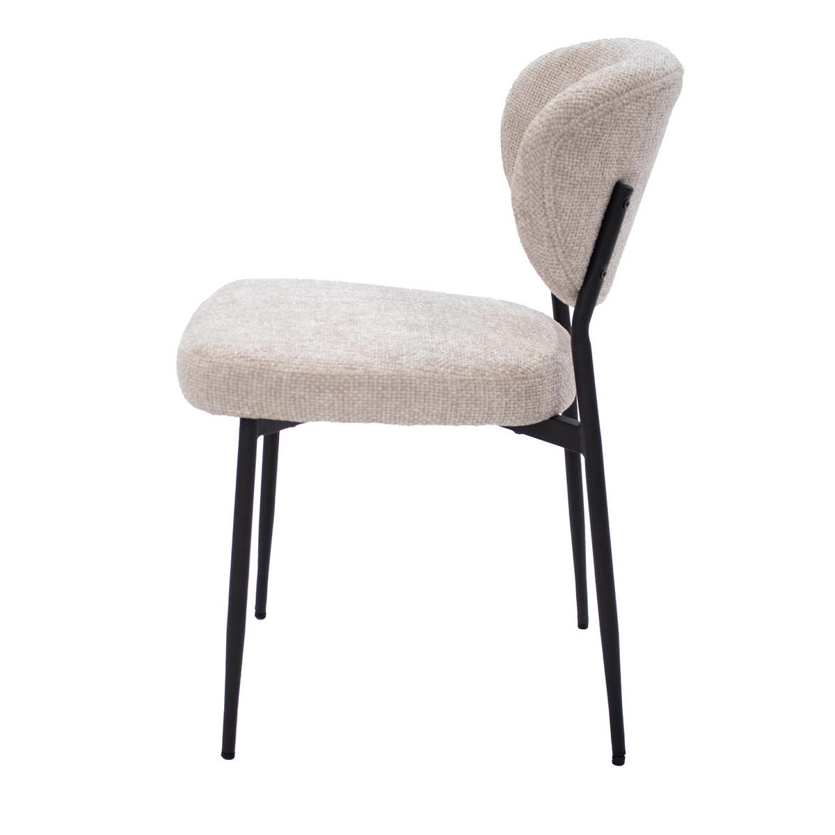 ESSZIMMERSTUHL 2er Set aus Stoff, beige - Beige/Schwarz, Textil/Metall (57/80/58cm) - Giga Meubel