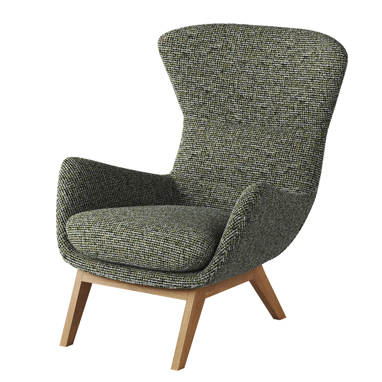 SESSEL mit Holzfüßen - Eichefarben/Grün, Eichenholz/Holz (84/99/96cm) - home24