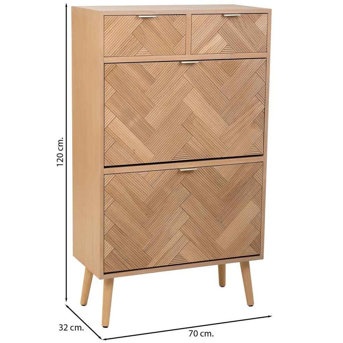 SCHUHREGAL aus Holz mit 2 Türen und 2 Schubladen, 70x32x120 braun - Braun, Holzwerkstoff (70/70/120cm) - Wanderlust