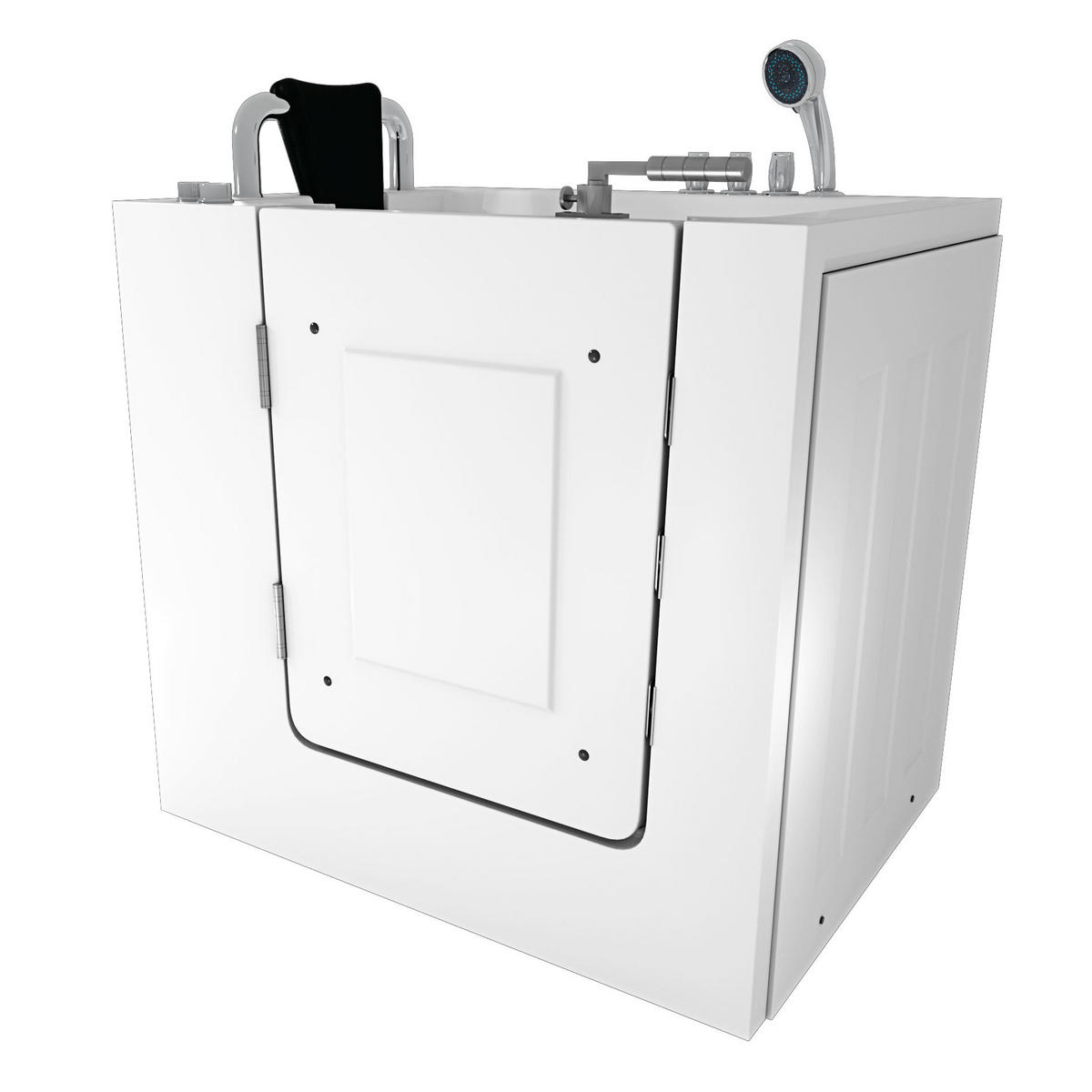 SITZWANNE Whirlpool mit Tür S02WP-TH-A-L - Weiß, Glas/Kunststoff (100/113/78cm) - AcquaVapore by Sandra Jentho