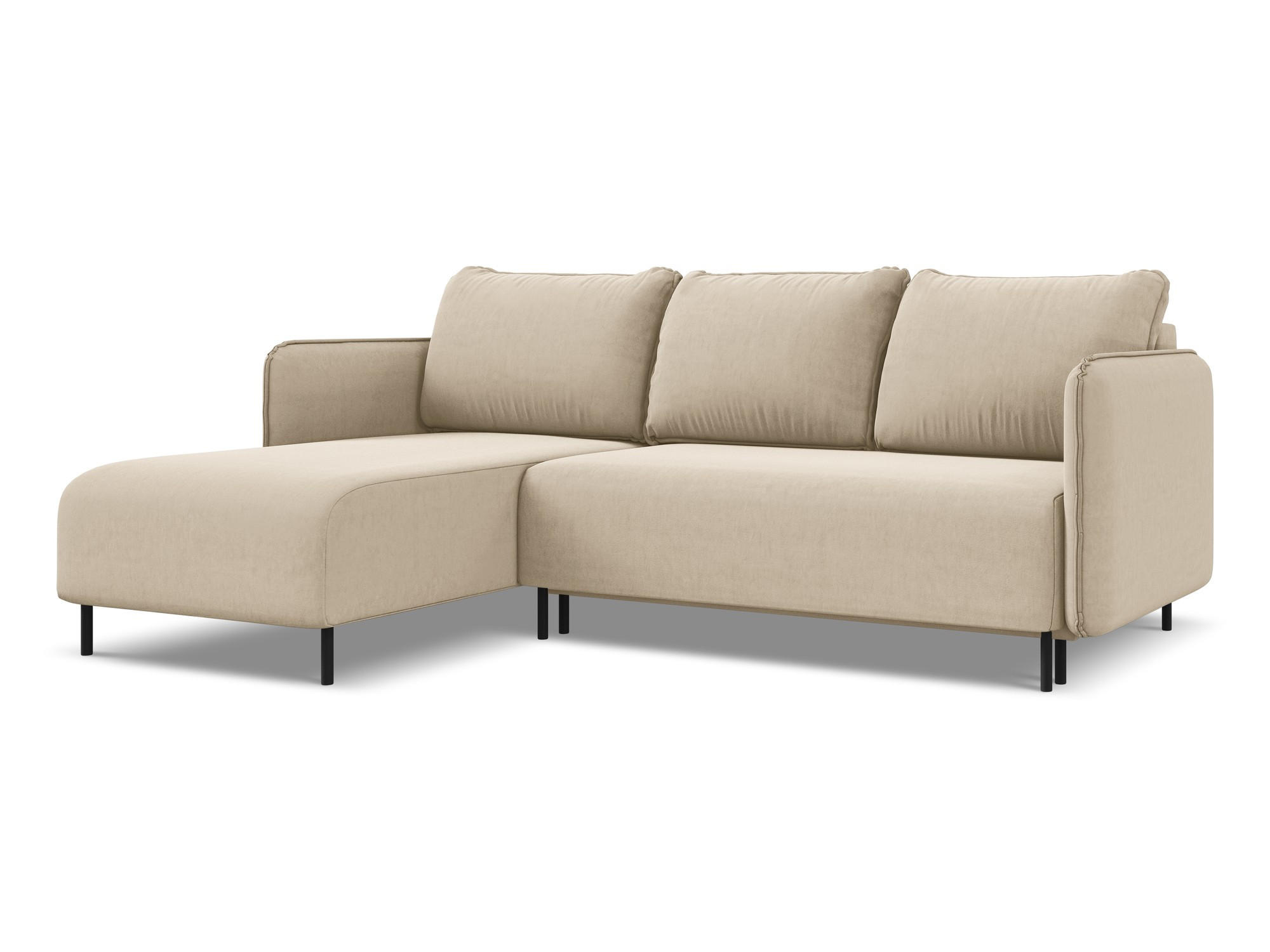 ECKSOFA mit Schlaffunktion Samt Stoff Beige - Beige/Creme, Holz/Textil (162/236cm) - Makamii