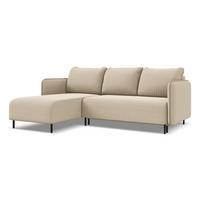 ECKSOFA mit Schlaffunktion Samt Stoff Beige - Beige/Creme, Holz/Textil (162/236cm) - Makamii