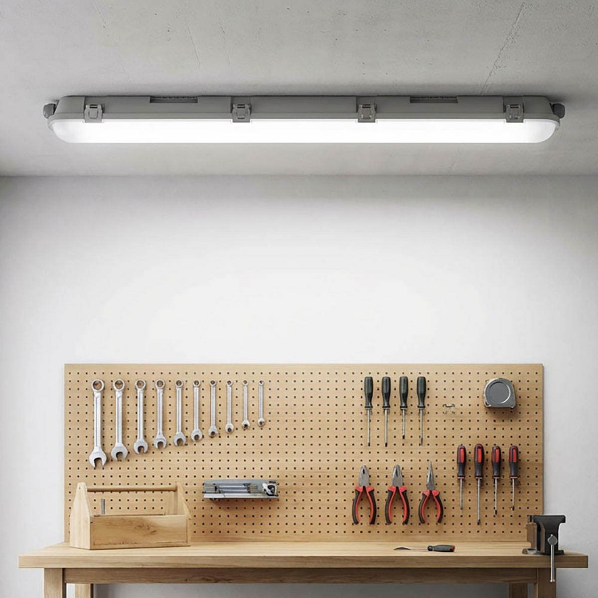 LED DECKENLEUCHTE Weiß Kunststoff - Weiß, Kunststoff (120/7.8/7.2cm)