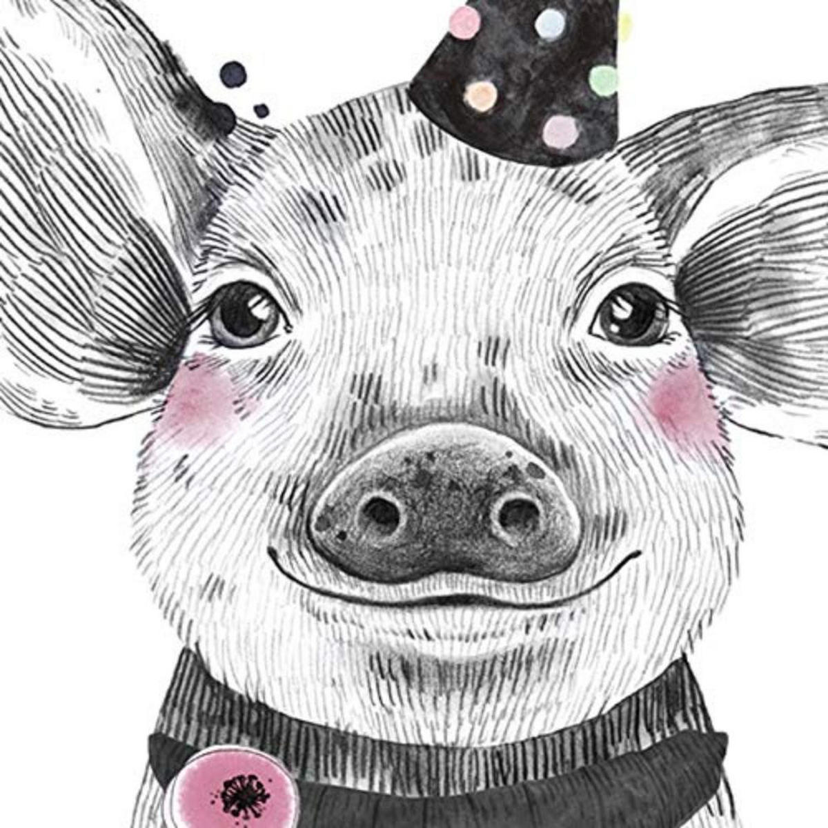 POSTER Set mit 4 Kinder Tiere mit Gläsern und Blumen A4 Schwarzer Rahmen - Schwarz, Papier (29.7/3cm) - Nacnic