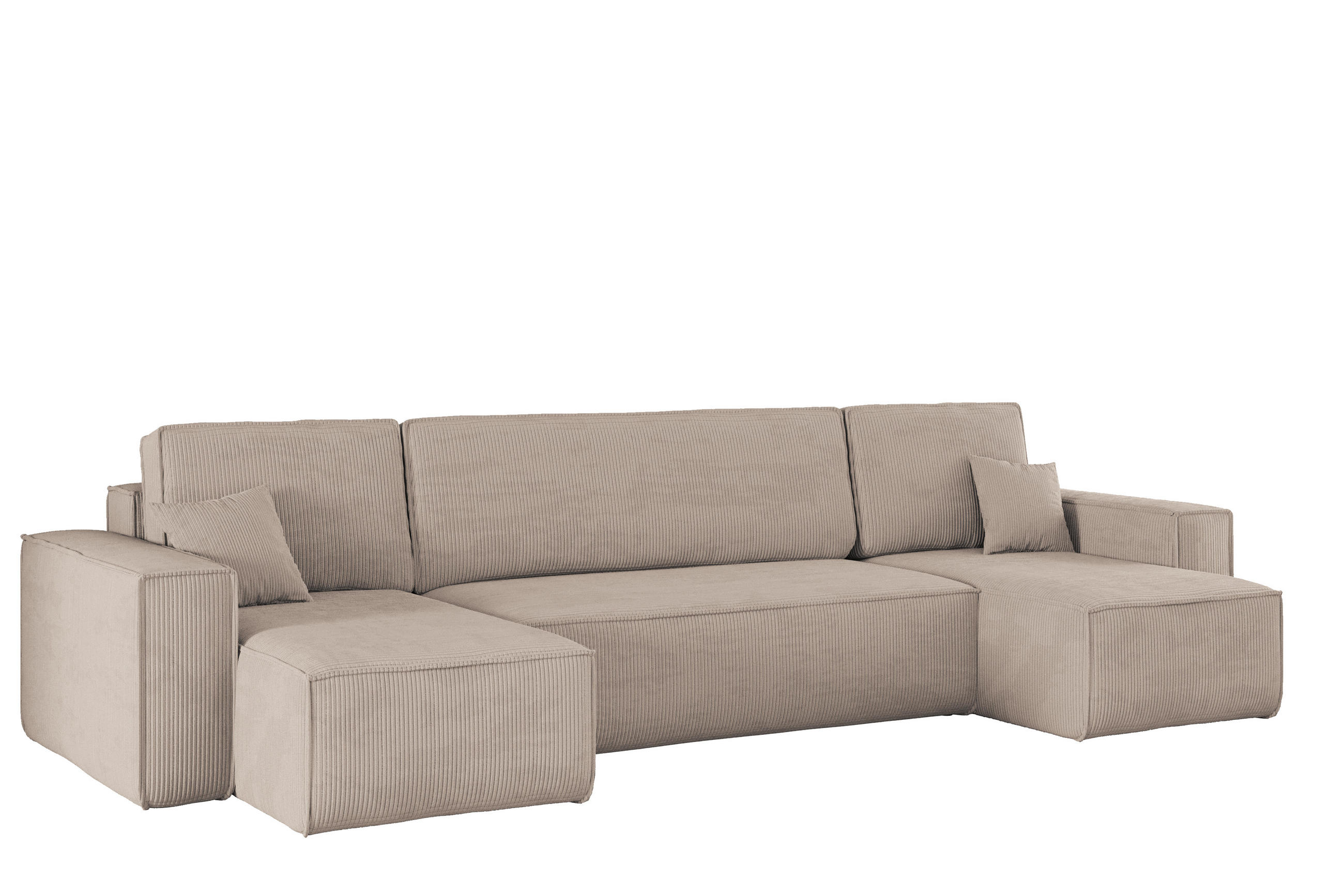 ECKSOFA Mit Schlaffunktion Und Bettkasten BEST Dicker Cord Poso Dunkelbeige - Beige/Braun, Holz/Textil (312/142cm) - Kaiser Möbel