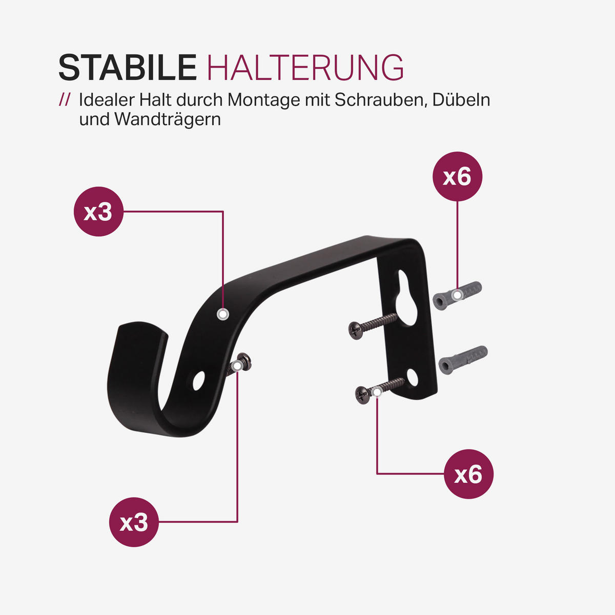 GARDINENSTANGENSET 120-220cm Schwarz Kugel - Schwarz, Metall (120cm)