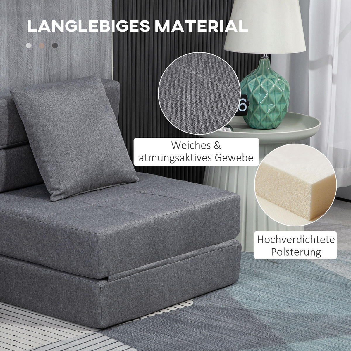 SCHLAFSESSEL, Polybaumwolle, Dunkelgrau - Dunkelgrau, Textil (70/61/70cm) - HOMCOM