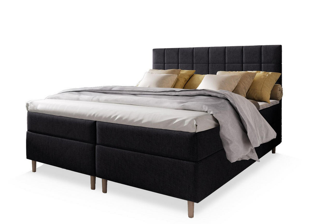 BOXBETT IBIZA 140x200 cm mit Matratze und Topper - Schwarz - Schwarz, Holz (140/200cm) - MASSENO