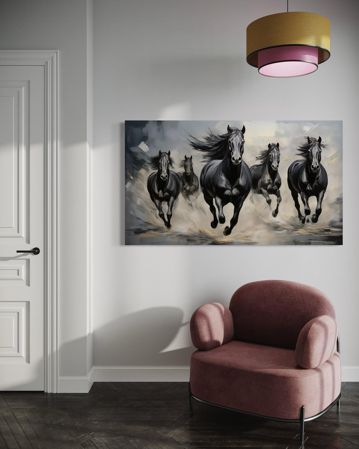 WANDBILD pferdetiere schwarz - Schwarz, Textil (60/40cm) - Feeby