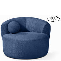 DREHSESSEL VIRA, Blau, Chenille - Blau/Schwarz, Holz/Holzwerkstoff (105/76/100cm) - KONSIMO®