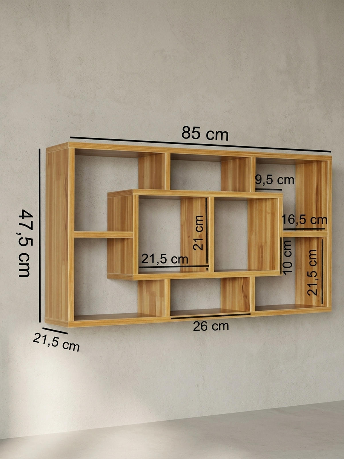 WANDREGAL RUR MDF Melaminbeschichtet Modern, Braun 85x16x48 cm - Braun, Holz (85/48/16cm) - KADIMA DESIGN