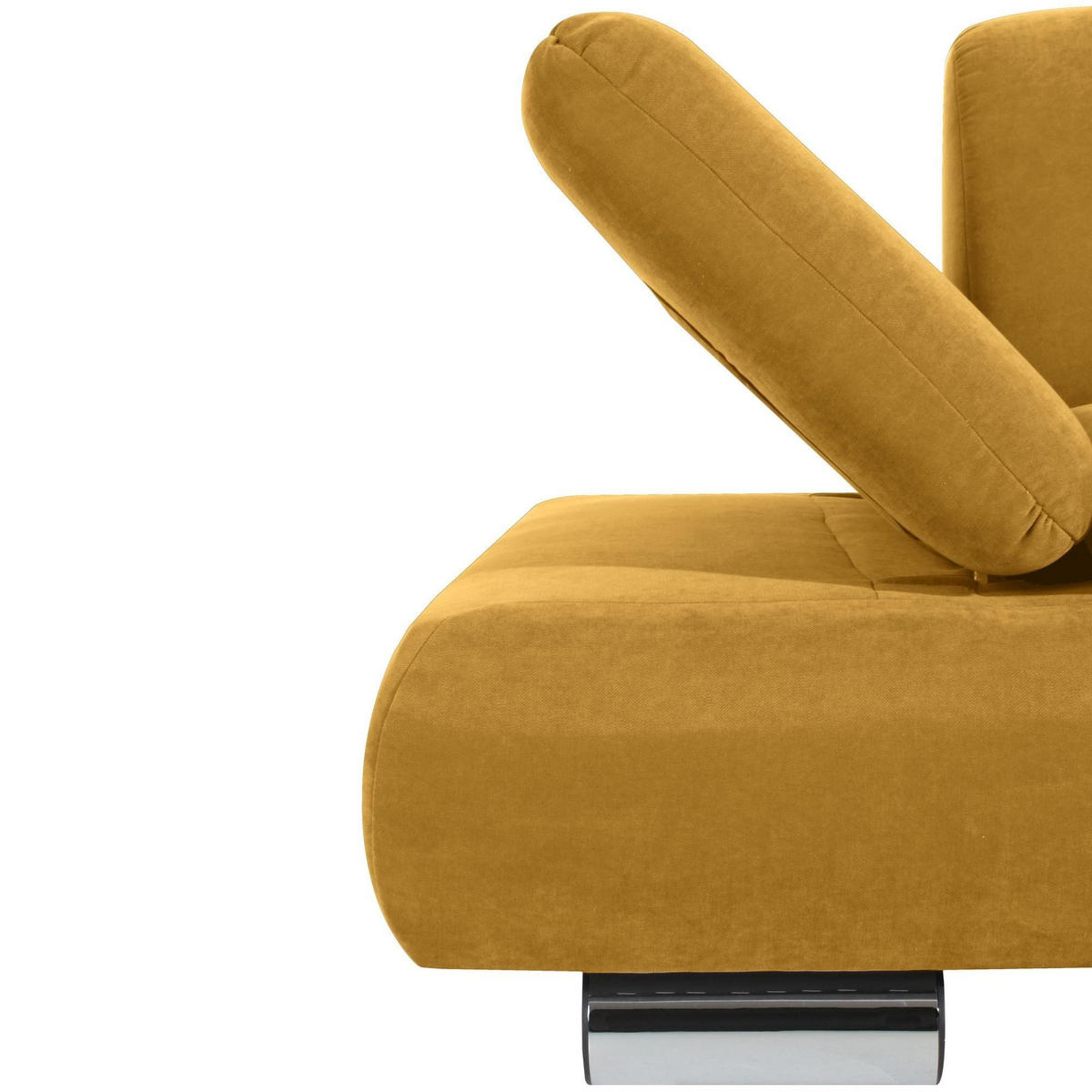 SOFA 2-Sitzer Kaye Bezug Veloursstoff Metallfuß verchromt / mais - Gelb, Kunststoff (190/76/90cm) - 58aufmkessel