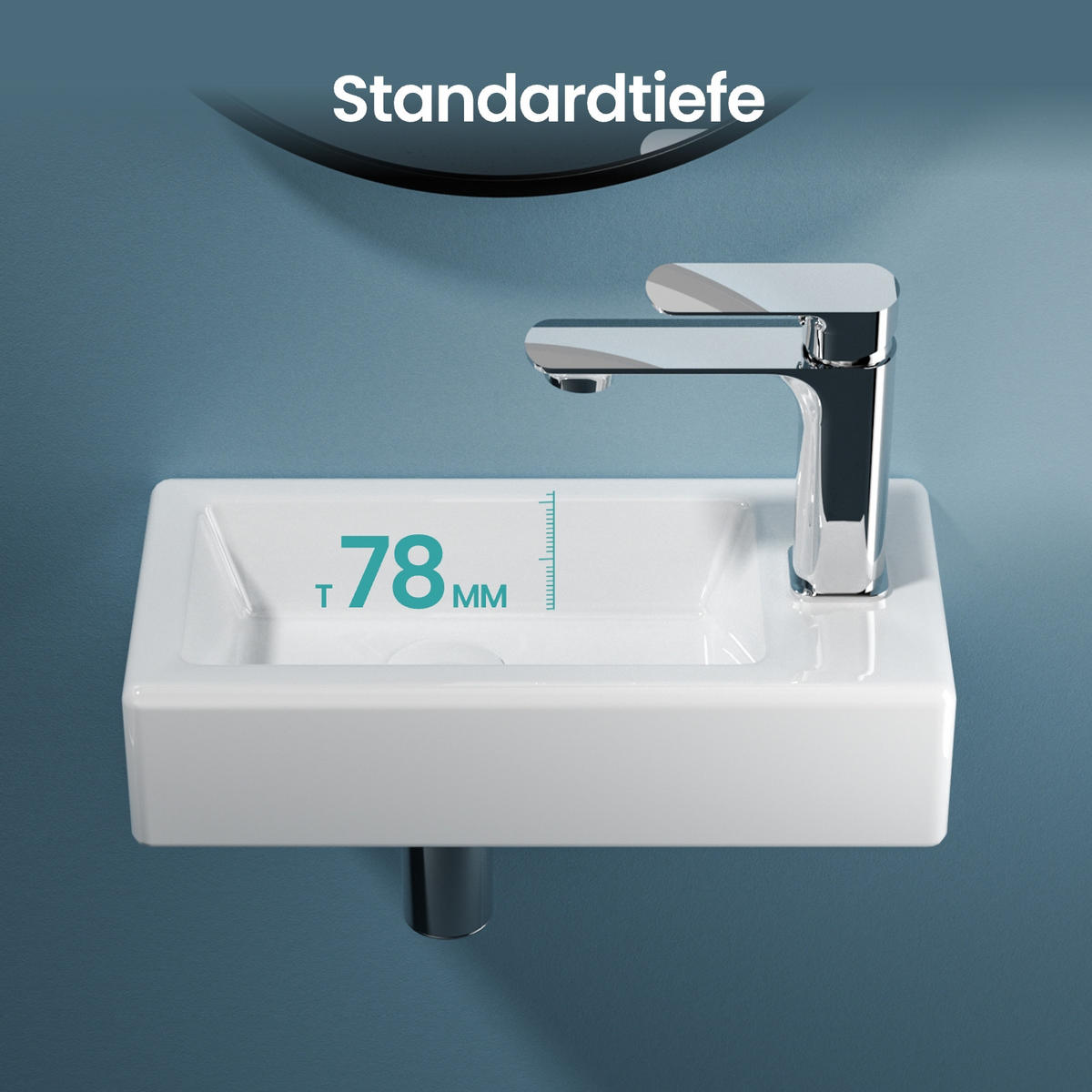 HANDWASCHBECKEN mit pflegeleichter Oberfläche Weiß 40,5 / 20,5 / 10,5 cm - Weiß Hochglanz, Keramik (20.5/10.5/40.5cm) - EMKE