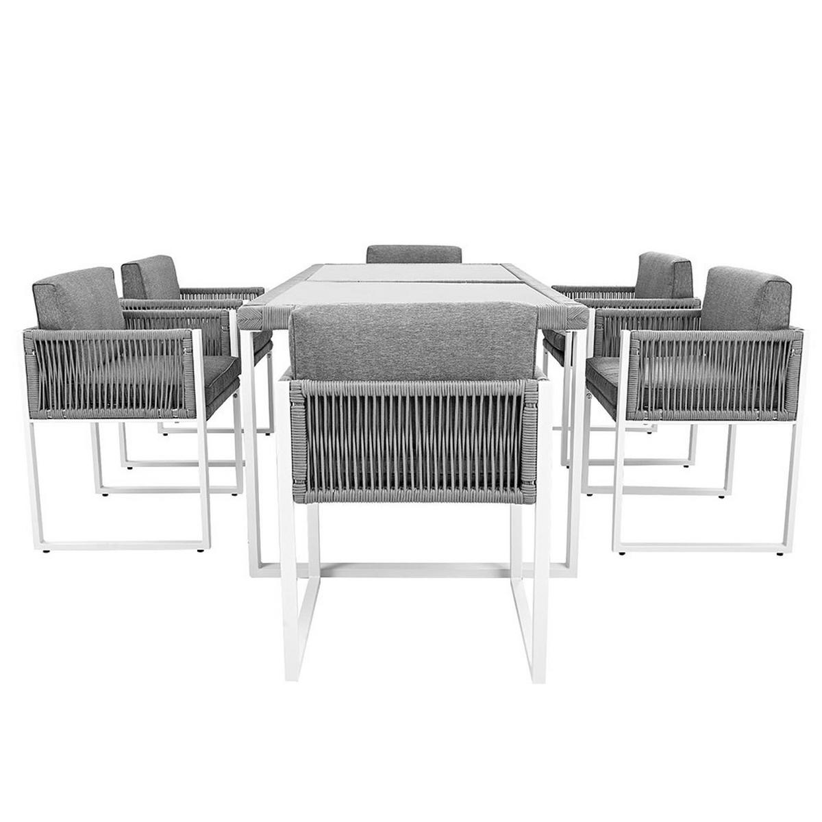 DINING-LOUNGESET，GRAU und Weiß - Grau, Metall - KOMHTOM