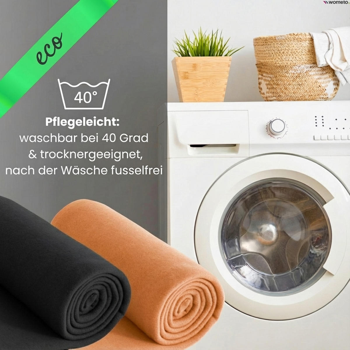 2ER Set Fleecedecken 130x160 eco-line aus 100% recyceltem Material schwarz - Schwarz, Textil (130/160cm) - wometo