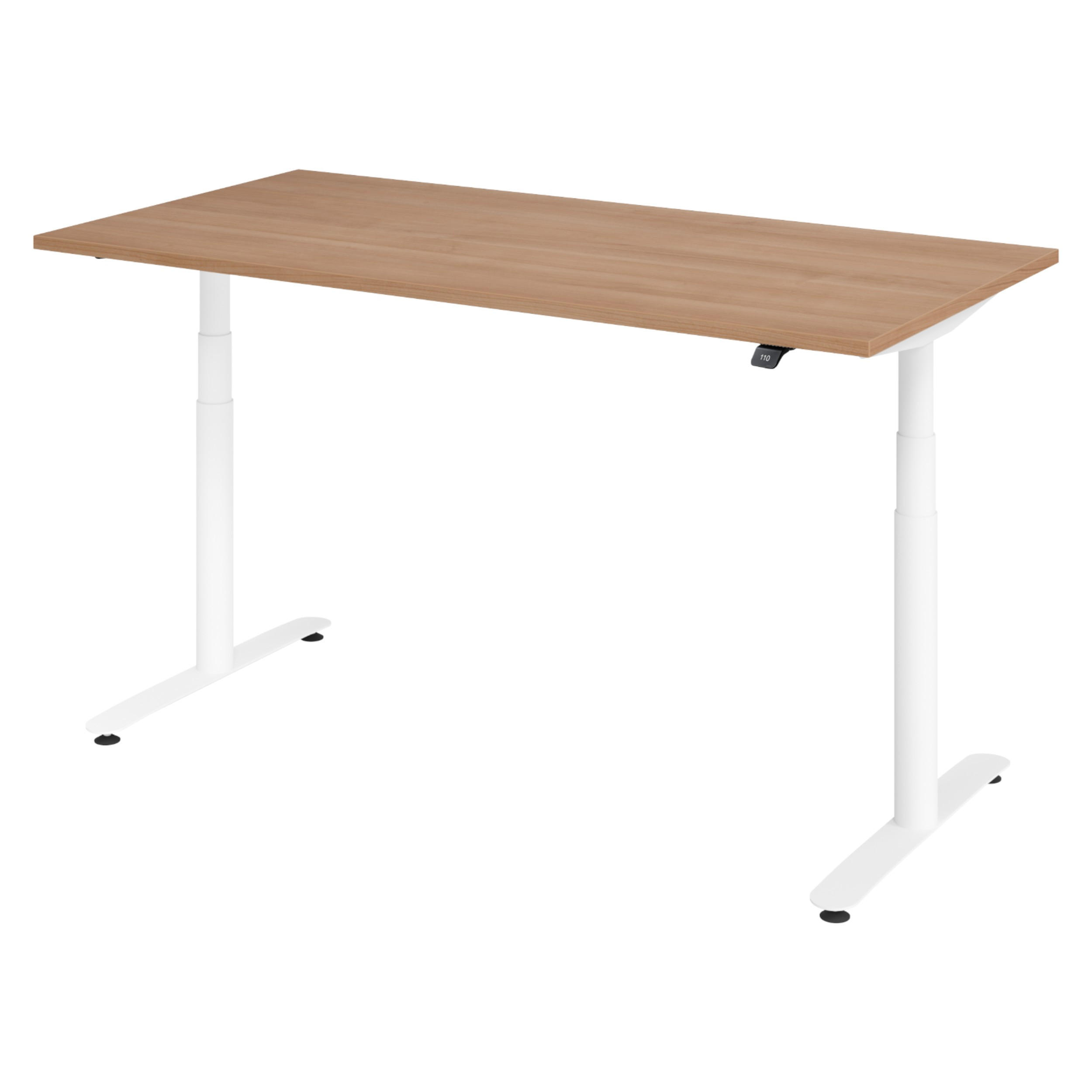 bümö Schreibtisch Nussbaum, Weiß 160x72x80 cm