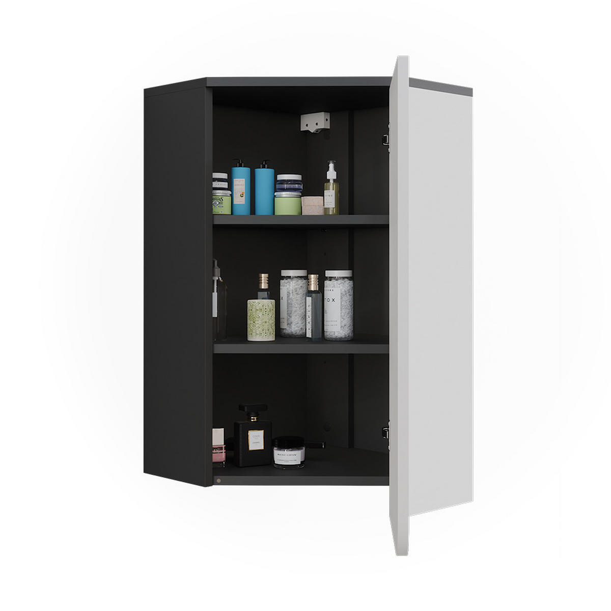 ECKHÄNGESCHRANK Karen Anthrazit/Weiß 60 x 75 cm mit Tür - Anthrazit/Weiß, Holzwerkstoff (60/75/42.4cm) - Vicco