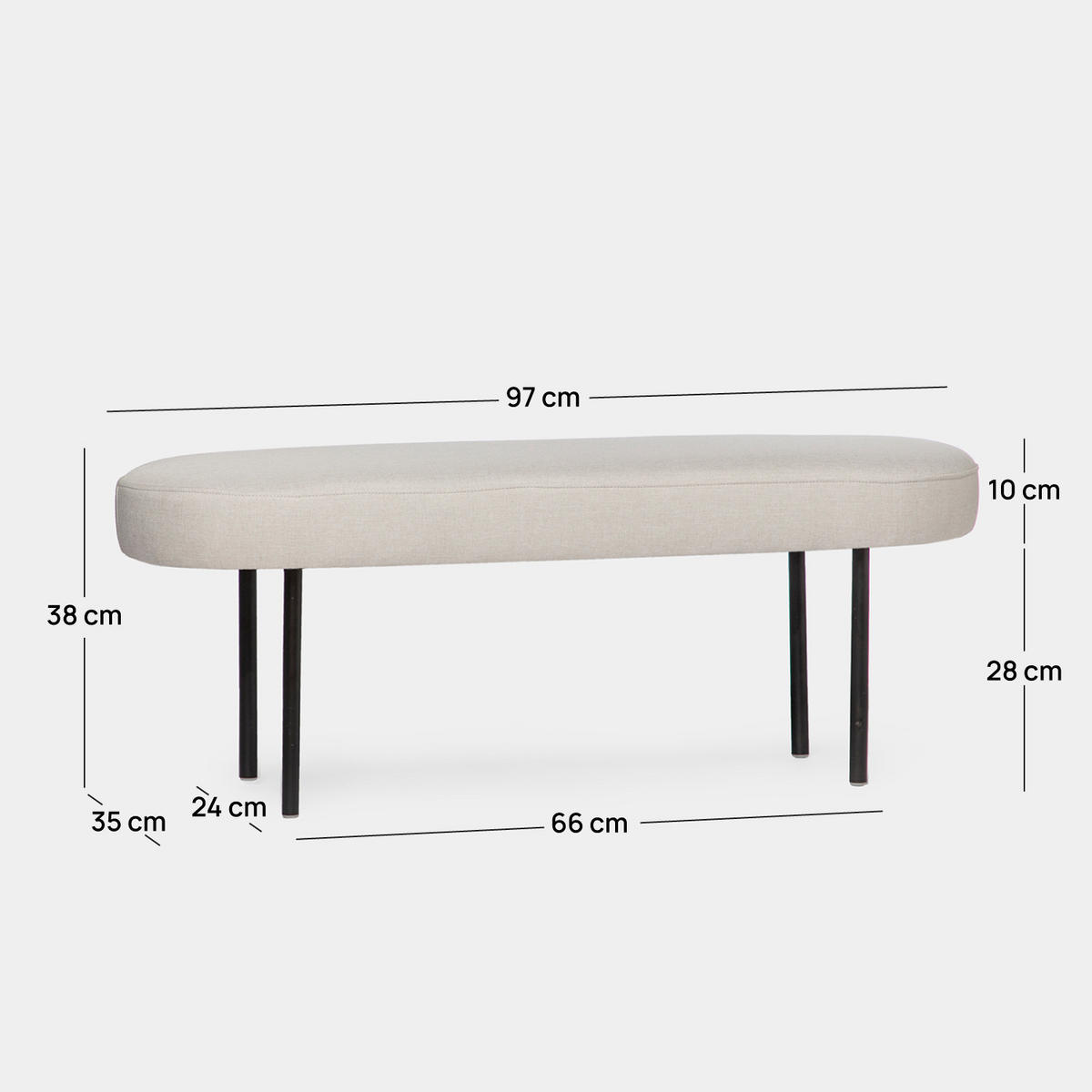 BETTENDE Mena Beige 97 cm x 38 cm - Beige, Textil (97/38/35cm) - Klast Home