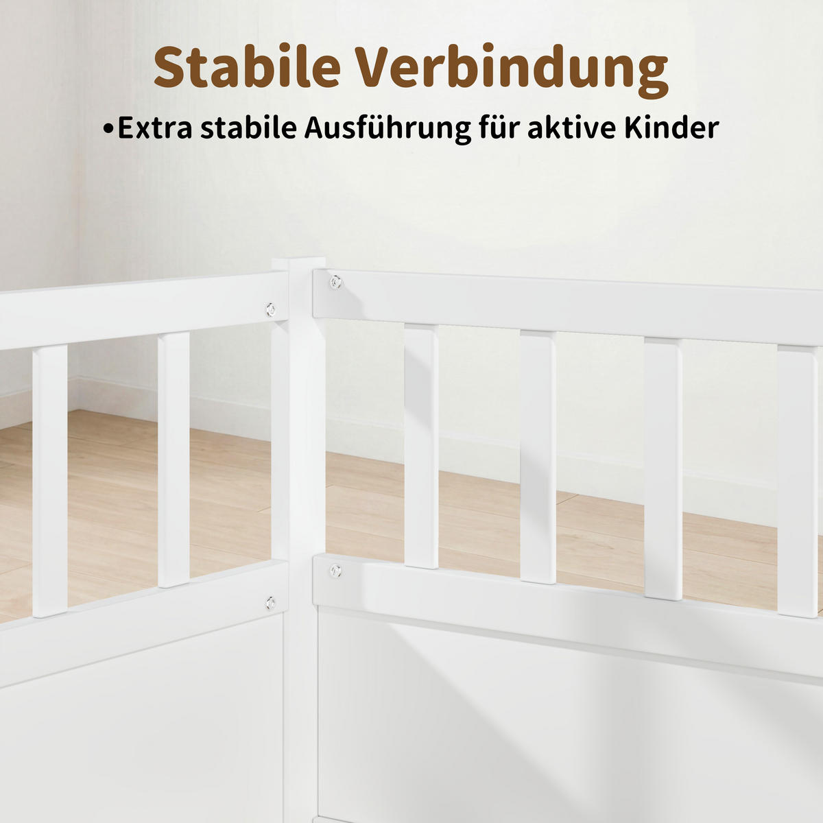 KINDERBETT 90/200 cm in Weiß aus Kiefer mit Rausfallschutz - Weiß, Holzwerkstoff/Metall (90/200cm) - WISHDOR