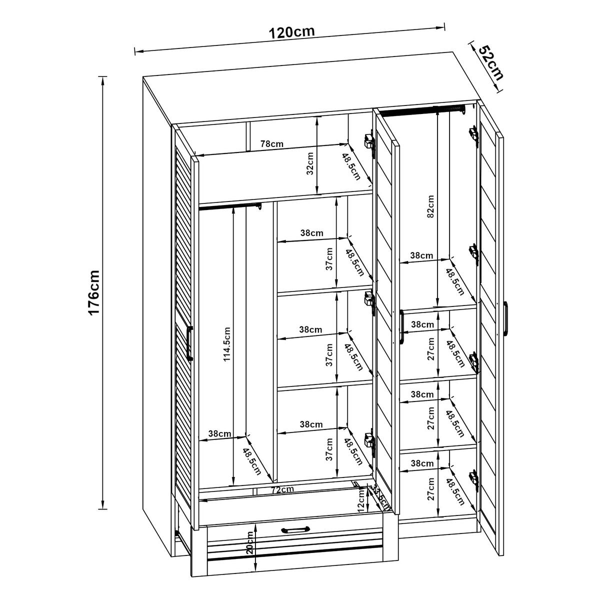 KLEIDERSCHRANK Finning - Walnussfarben, Holzwerkstoff (120/176/52cm) - [en.casa]