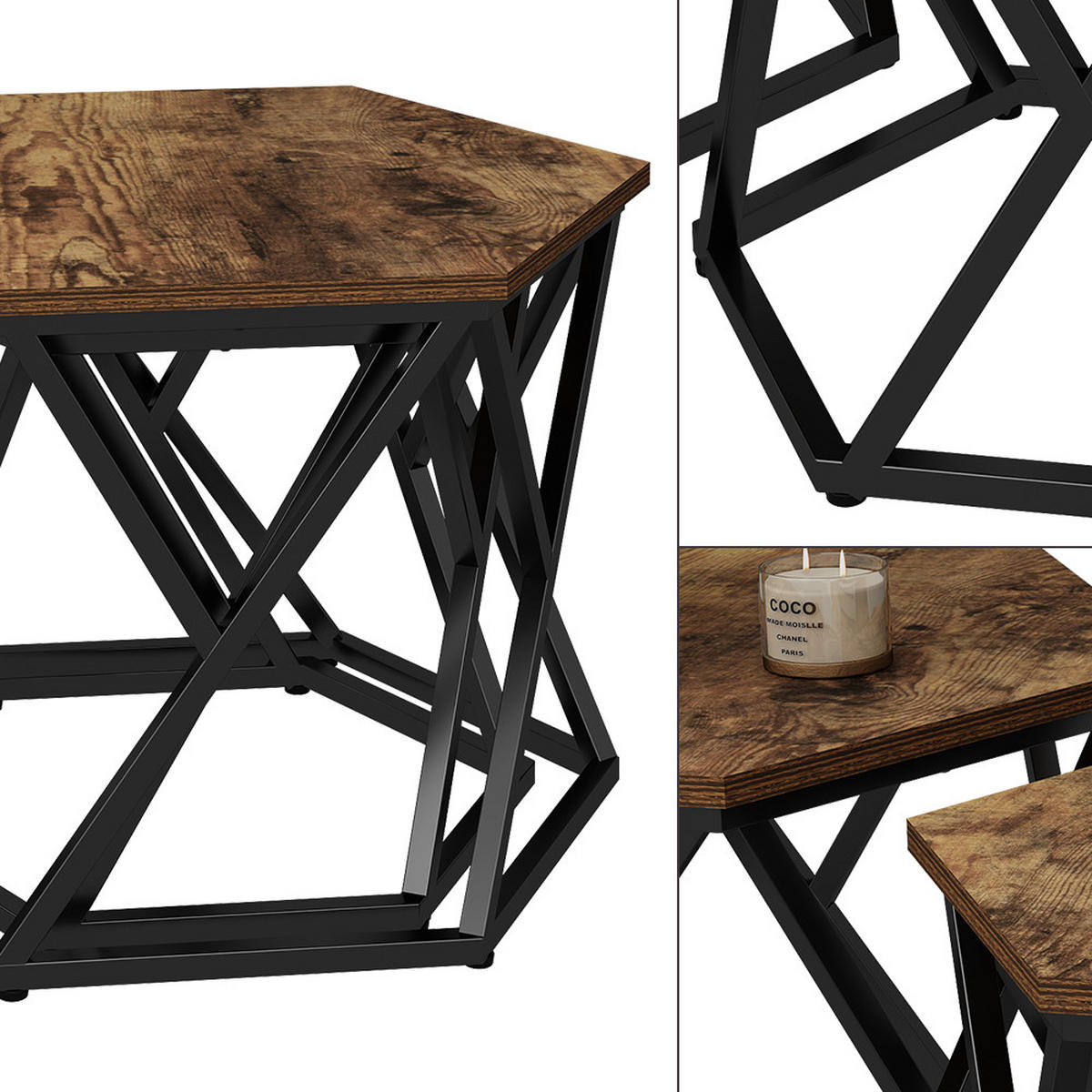 COUCHTISCH-SET Fyrk Eiche rustikal 57 x 57 cm 2er-Set - Wildeiche, Holzwerkstoff (57/57/42cm) - Vicco