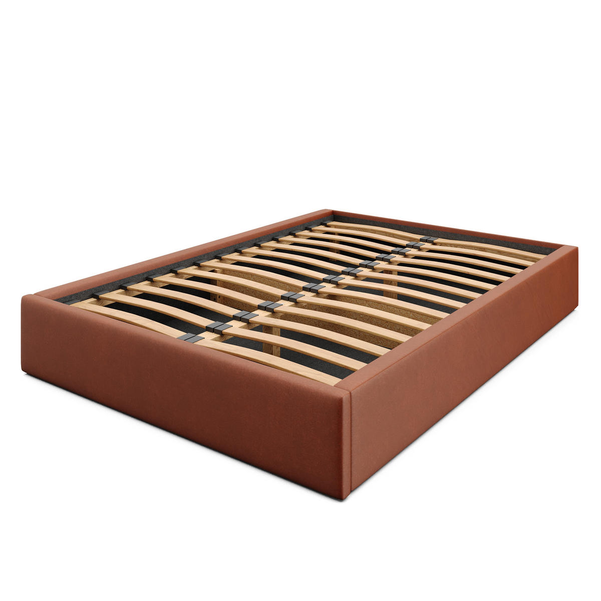 POLSTERBETT 140x200cm Bett mit Stauraum Lattenrost Honigfarbe - Orange/Braun, Holz/Holzwerkstoff (140/200cm) - Muralo