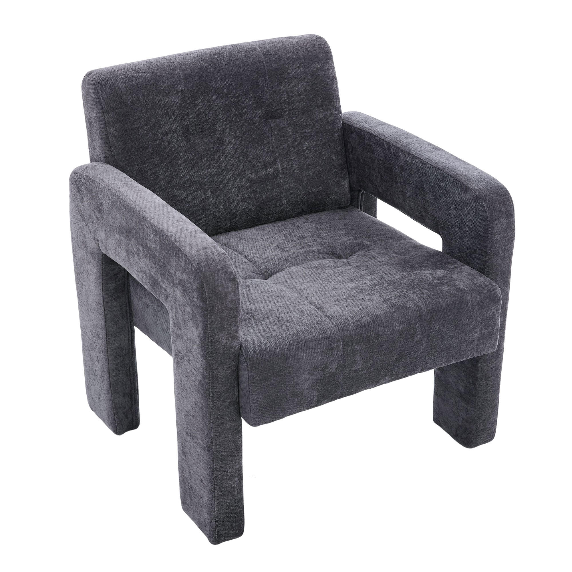 SESSEL Einzelner Sessel,dicke Polsterung,Chenille,Grau - Grau, Textil (67.5/74.5/69cm) - LVHOM