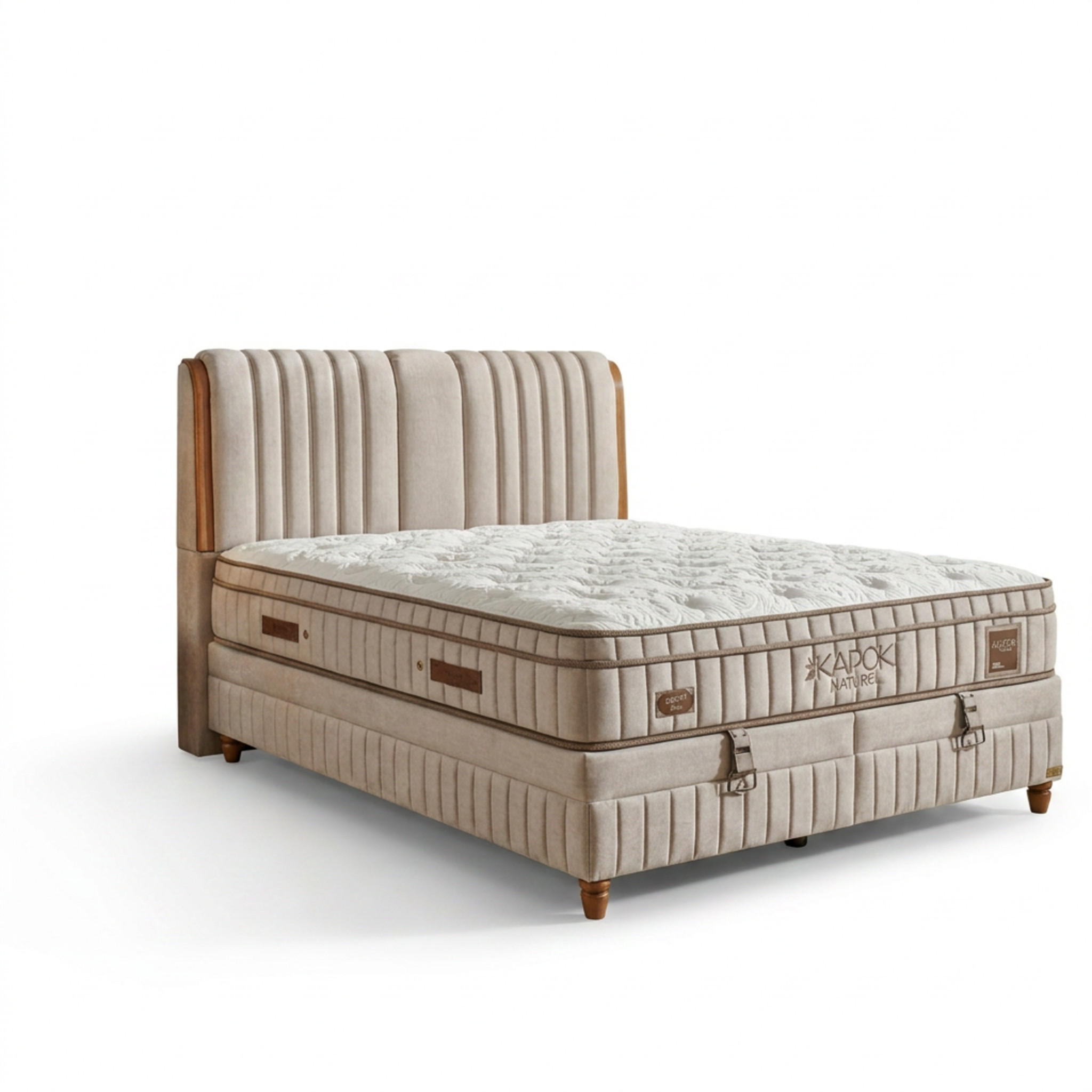 BOXBETT Bambi Bett mit Matratze Boxspringbett 140x200 Kapok Naturel - Braun, Holz/Metall (140/200cm) - Bambi