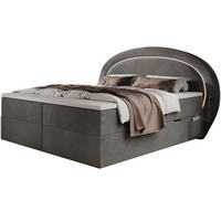 BOXBETT Nova 1 grau 200/200 cm mit LED H3 - Grau, Textil (200/200cm) - wonello