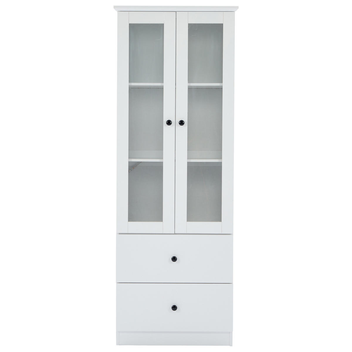 VITRINE 60/35,5/165 cm aus MDF und Holzwerkstoff mit LED-Beleuchtung und 2 Schubladen Weiß - Weiß, Holzwerkstoff (60/165/35.5cm) - Modenvie