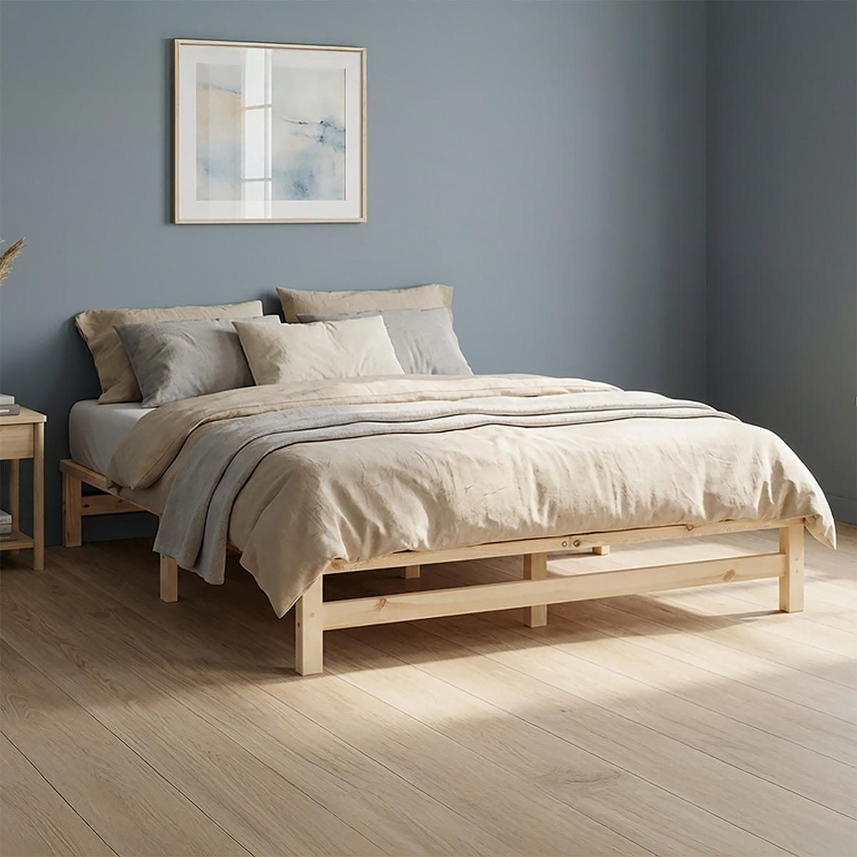HOLZBETT mit Matratze 140/200 cm natur - Braun, Holz (140/200cm) - Homestyle4u