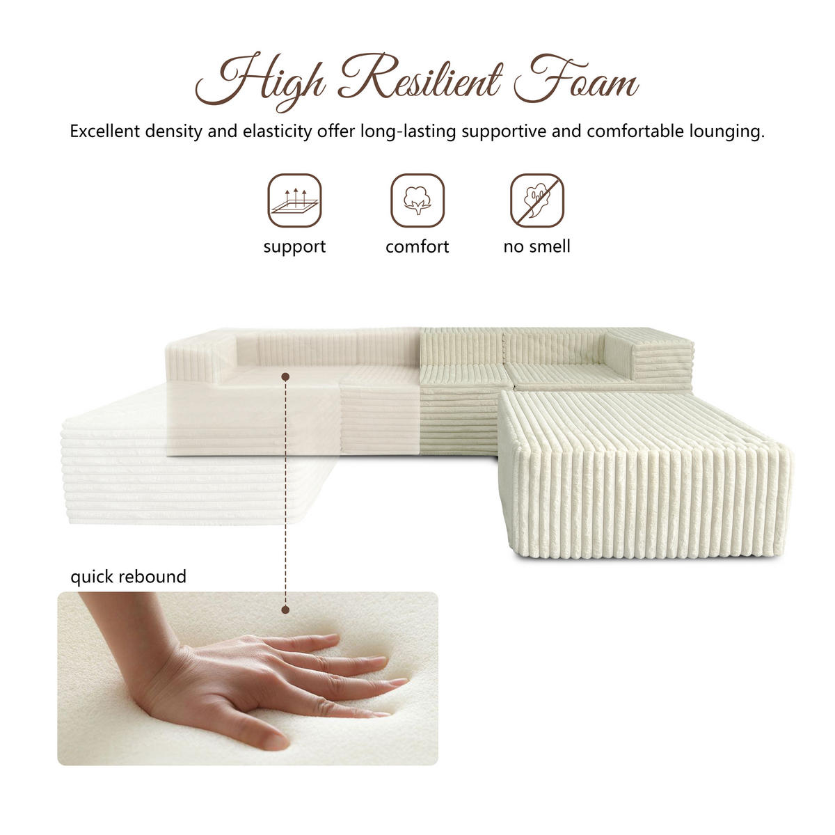 MODULARSOFA mit Cord-Optik 270×180 cm - Beige, Textil (270/60/180cm) - Vercart