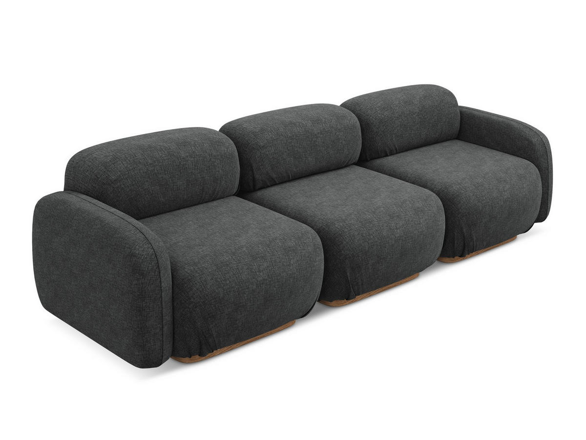 4-SITZER-SOFA Chenille Stoff Grau - Dunkelgrau/Braun, Holz/Textil (270/73/95cm) - Makamii