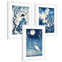 PLAKAT Sada 3 Japonsko A4 Bílý rám - bílá, papír (29.7/1/21cm) - Nacnic