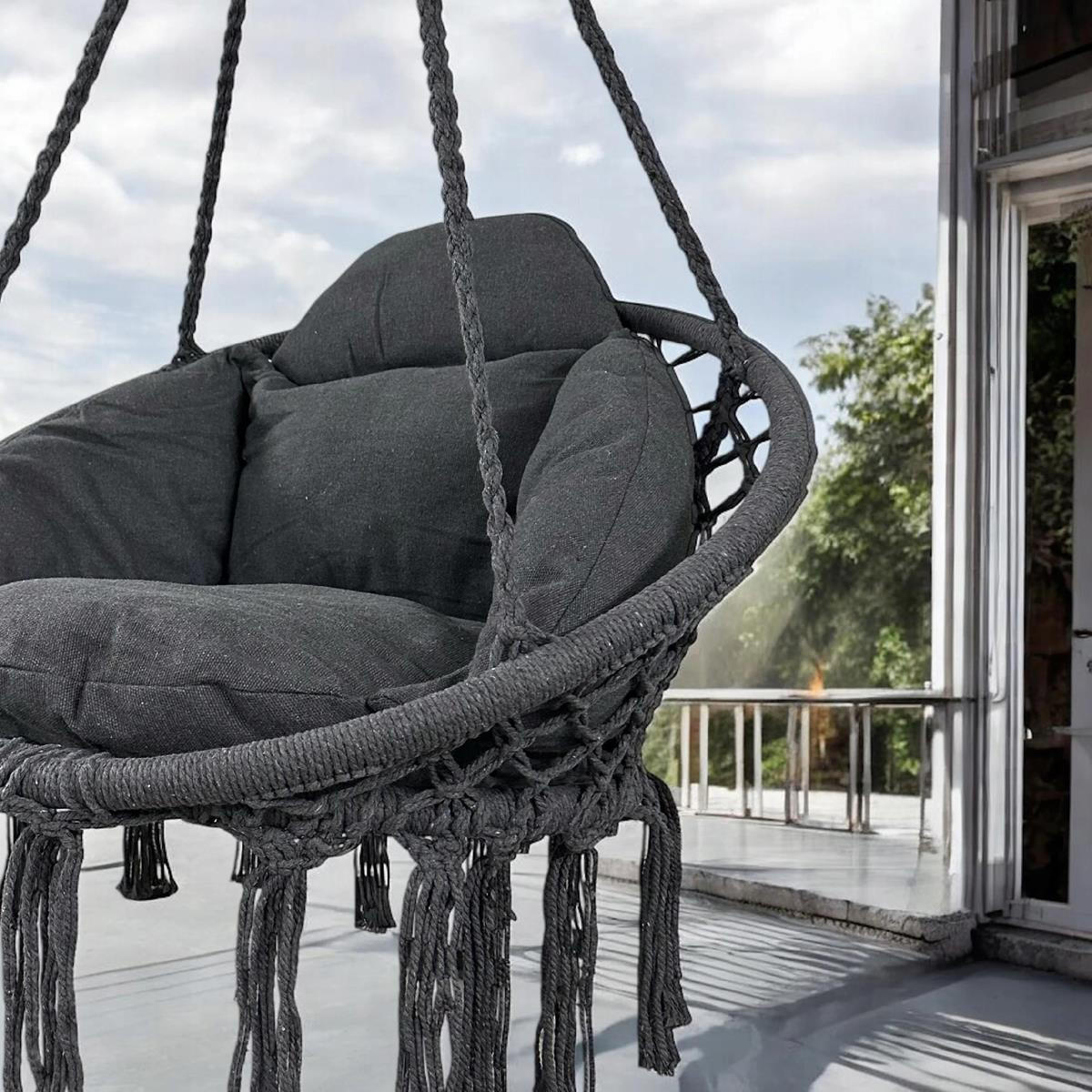 HÄNGESESSEL BLISS Dunkelgrau, mit Kissen - Grau, Metall (80/120/61cm) - Bettso