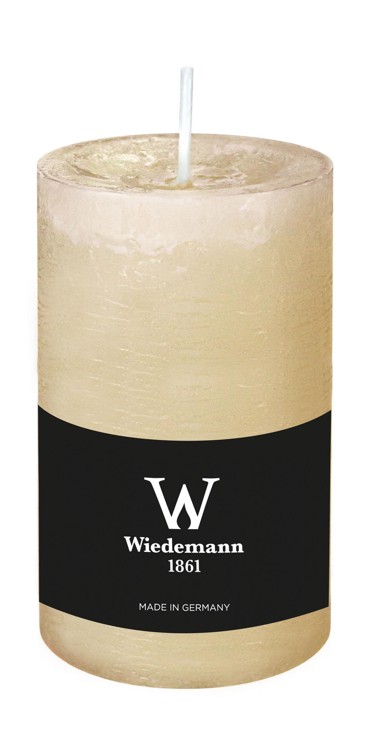 STUMPENKERZE Rustik Marble Style Bisquit 130 x Ø 68 mm, 1 Stück - Beige, Paraffin (7/13cm) - Wiedemann Kerzen